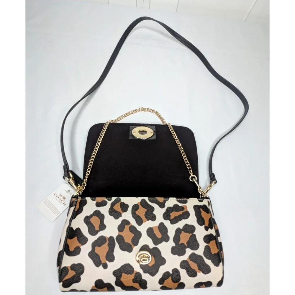 Coach Leopard (Ocelot) Print Mini Ruby Crossbody Bag with Chain NWT